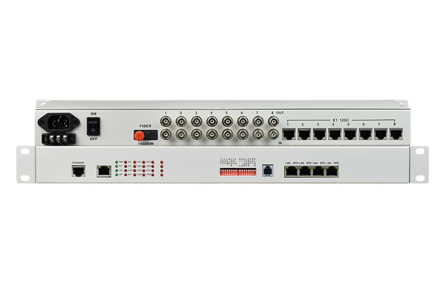 飞畅科技-8E1+4xGE 双阻抗 1+1光备份 PDH光端机