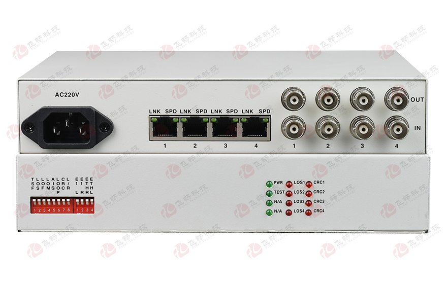 飞畅科技-4E1-4ETH逻辑隔离协议转换器