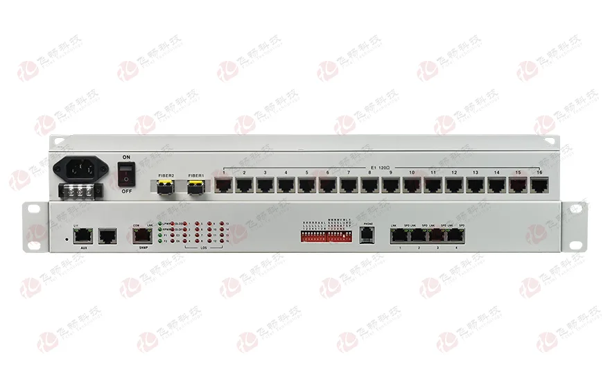 飞畅科技-16E1+4xFE(物理隔离)1+1光备份PDH光端机