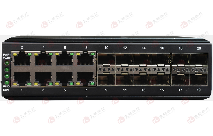 飞畅科技-工业级 管理型8路千兆电+12路千兆SFP光口 交换机
