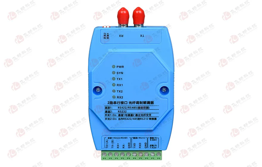飞畅科技-工业级2路串行接口(1*RS422/485和1*RS232）光猫
