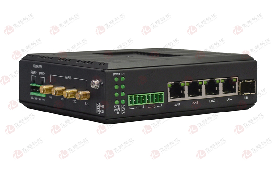 飞畅科技-4千兆+1千兆SFP光+2路串口 WiFI6路由器 (支持POE供电)
